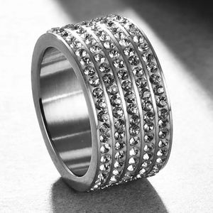 Austrian Crystal Wide Pave Stainless Steel Eternity Band NWT
